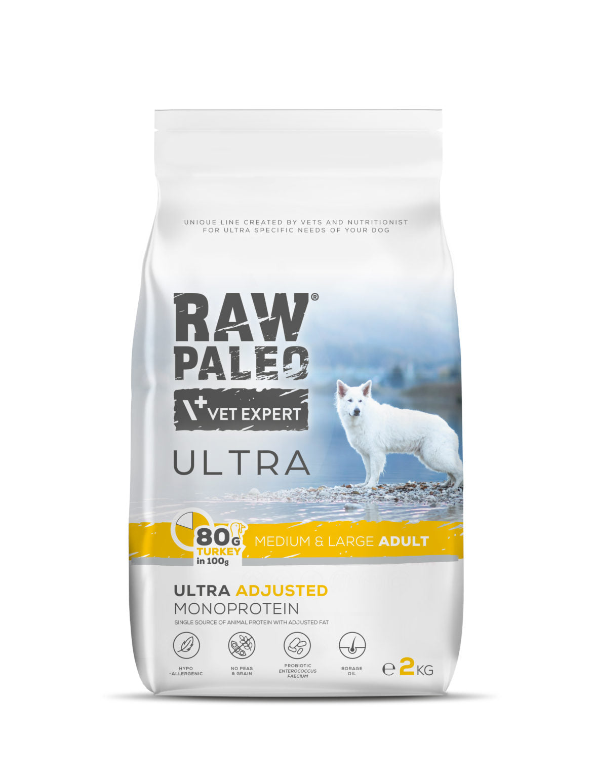 Raw Paleo Ultra sausas maistas vidutinių ir didelių veislių šunims su kalakutiena