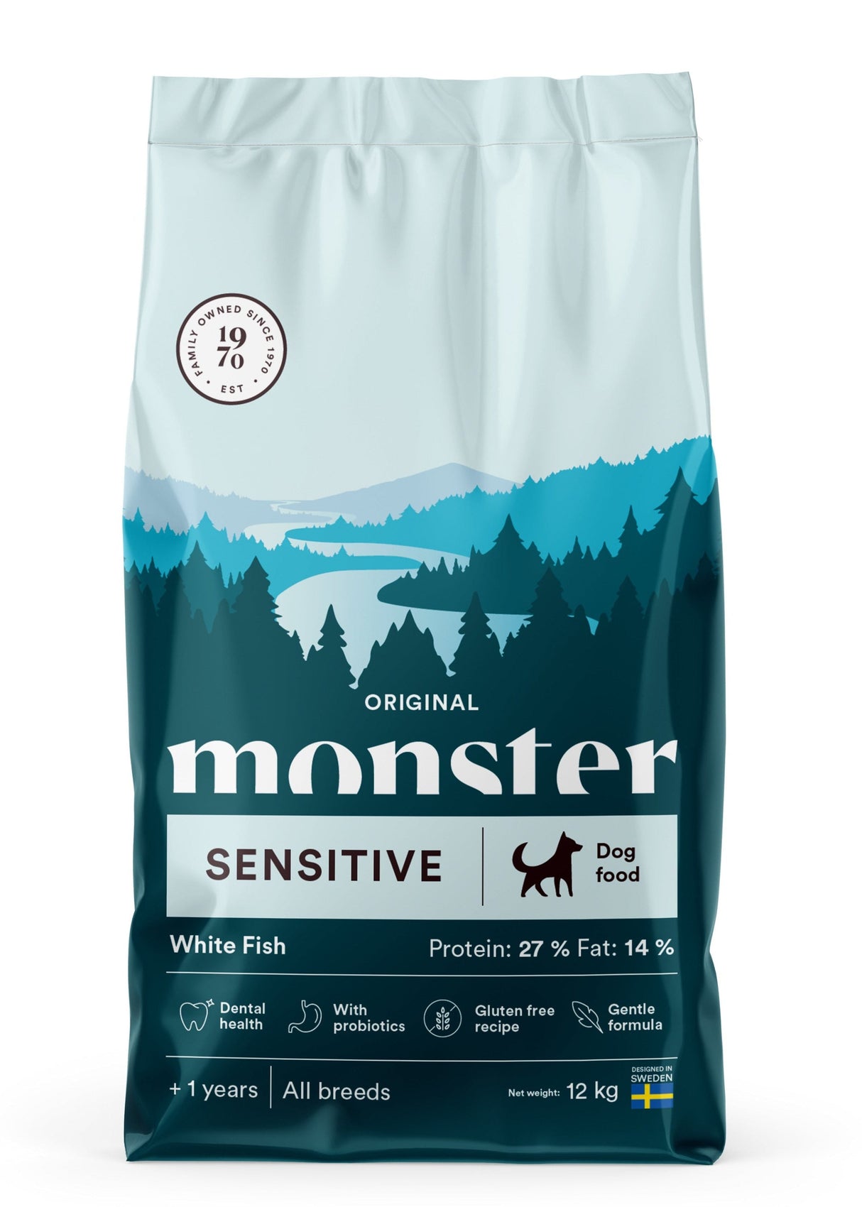 Monster Original Sensitive sausas maistas jautriems šunims su balta žuvimi