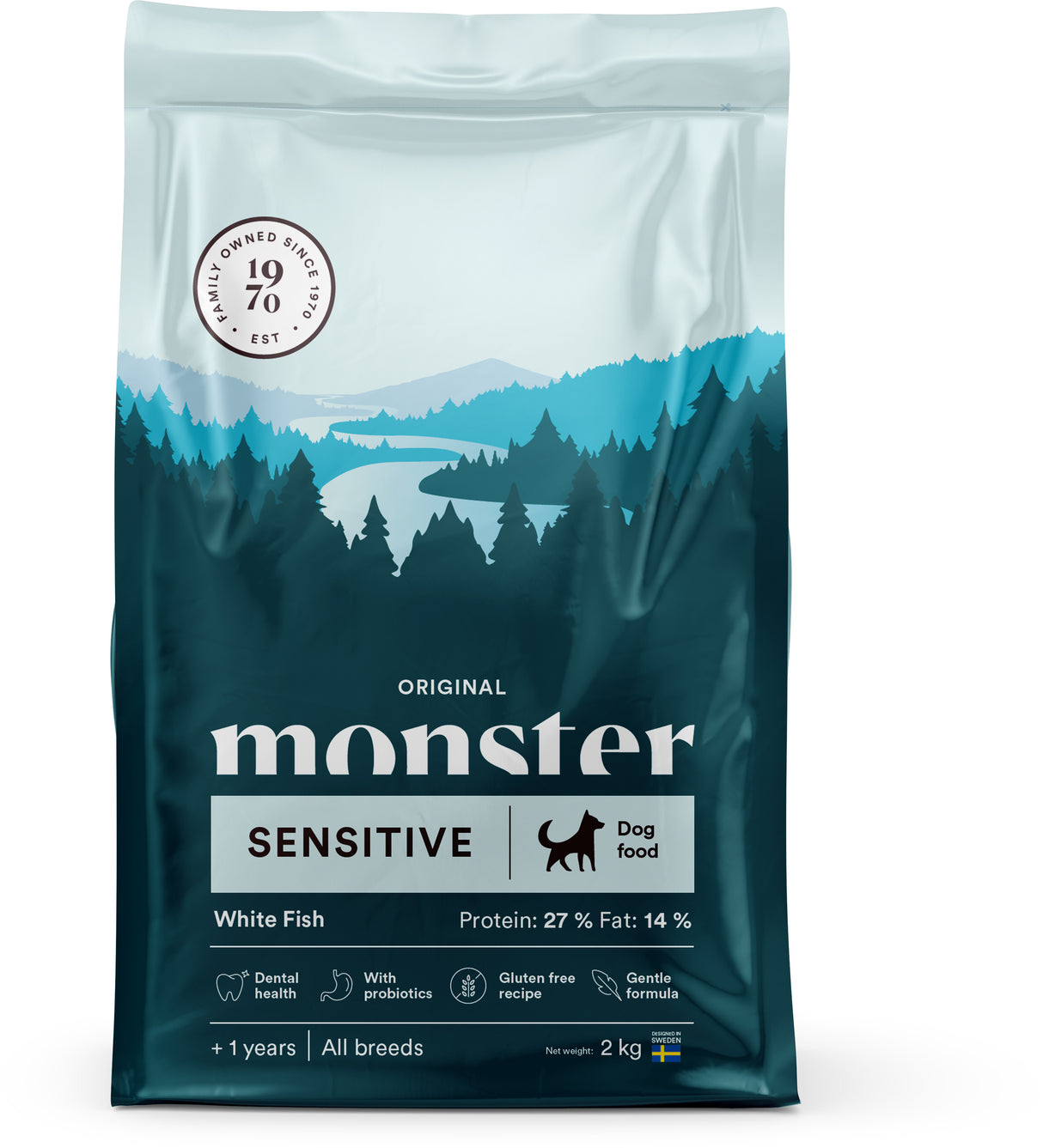Monster Original Sensitive sausas maistas jautriems šunims su balta žuvimi
