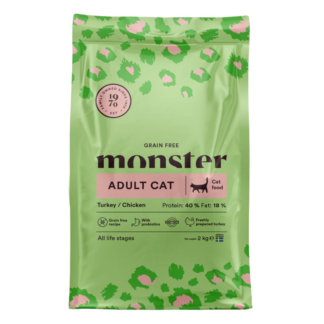 Monster begrūdis maistas katėms su vištiena ir kalakutiena