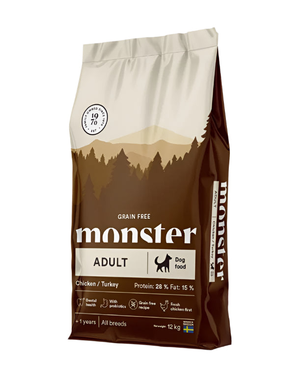 Maistas sunims MONSTER suaugusiems su vistiena ir kalakutiena