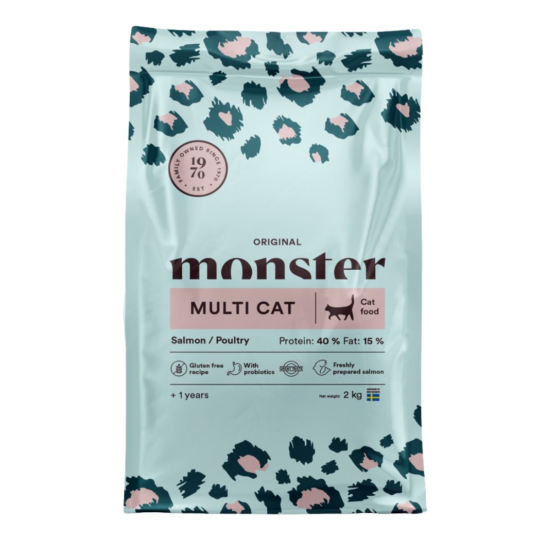 Maistas kelioms katems Monster