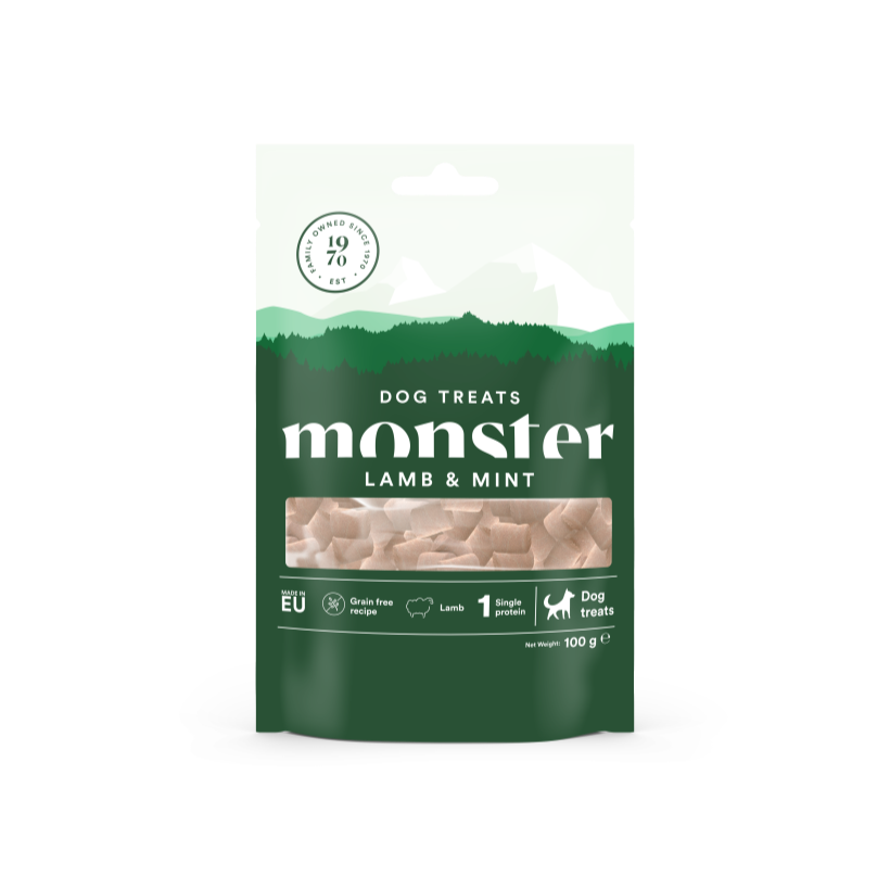 Skanėstai šunims su ėriena ir mėtomis Monster Dog Treats