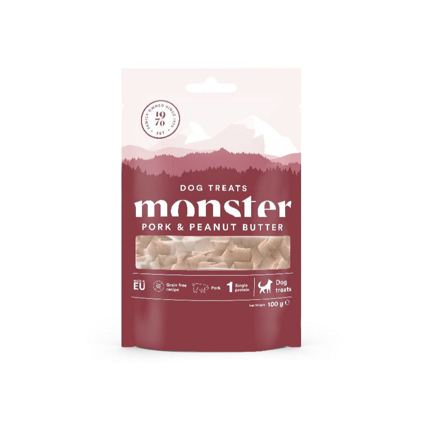 Skanėstai šunims su kiauliena ir riešutų sviestu Monster Dog Treats