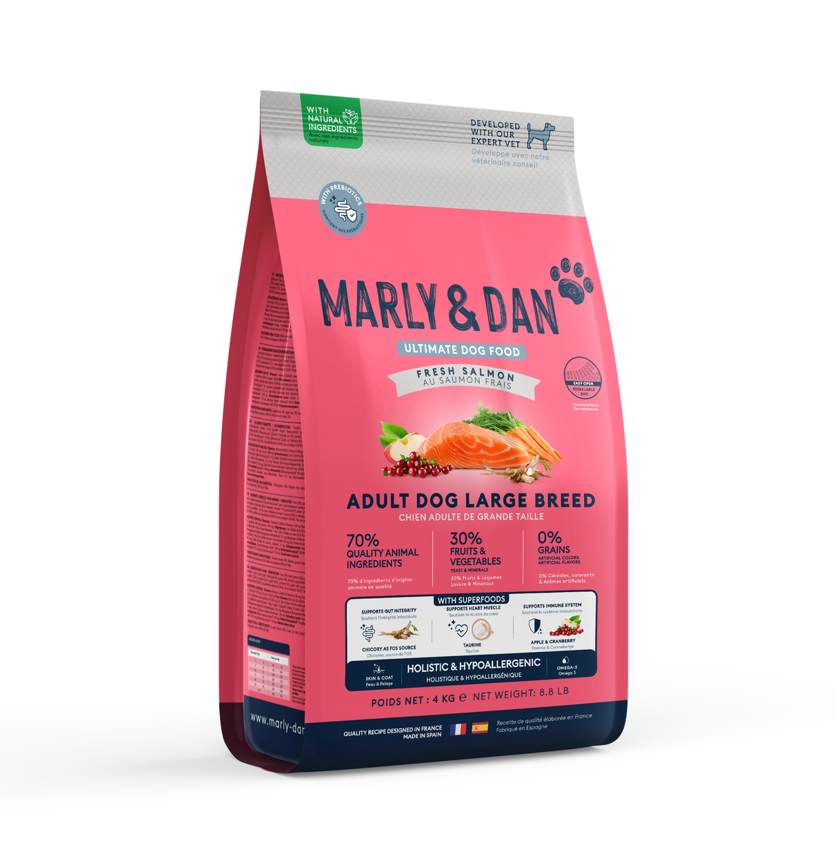 Marly & Dan sausas šunims su lašiša Adult Dog Large Breed