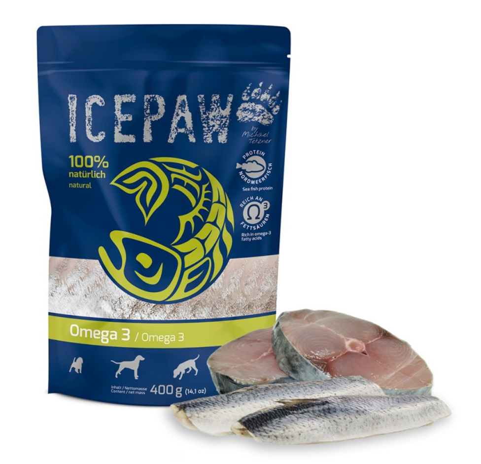 Paštetas šunims su skumbre ir silke "Icepaw  Omega 3"