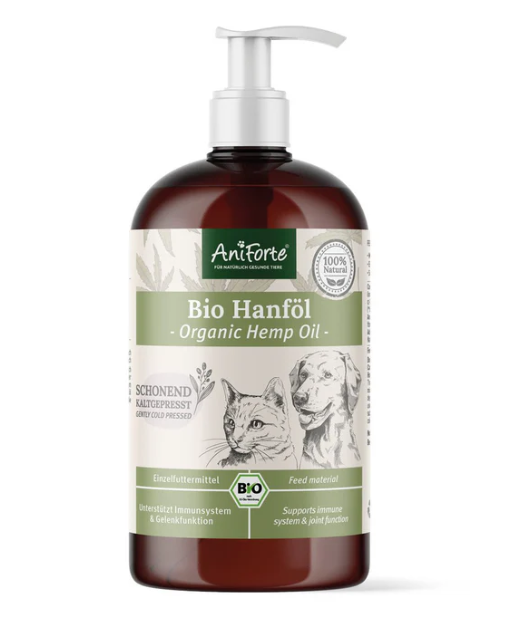 Maisto papildas šunims ir katėms - ekologiškas kanapių aliejus "Aniforte Hemp Oil"