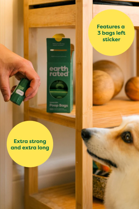 Perdirbto plastiko maišeliai šunų ekskrementams "Earth Rated" (levandų kvapo)