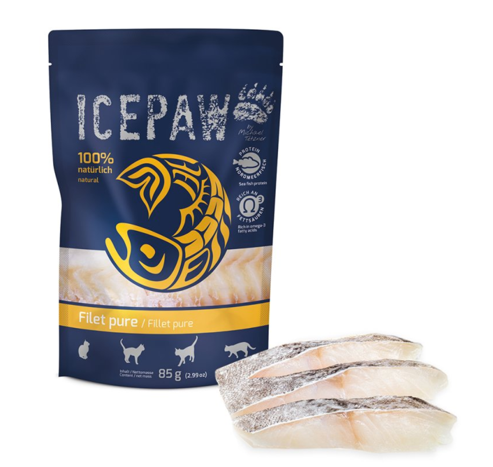 Šlapias maistas katėms su menke "Icepaw Fillet Pure"