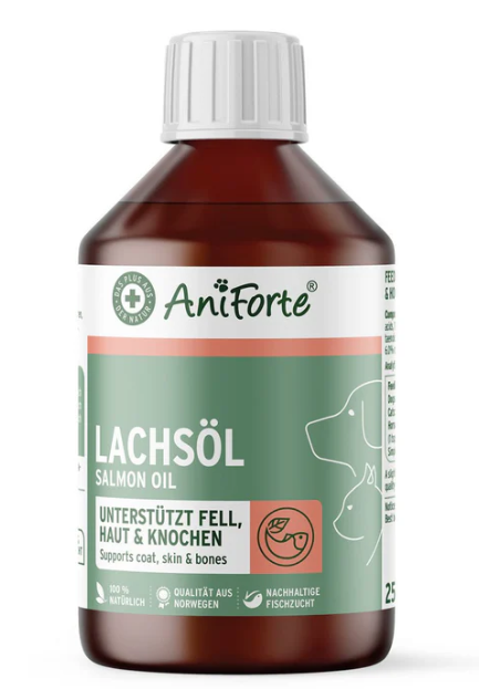 Maisto papildas šunims ir katėms - lašišų aliejus "Aniforte Salmon Oil" 250 ml