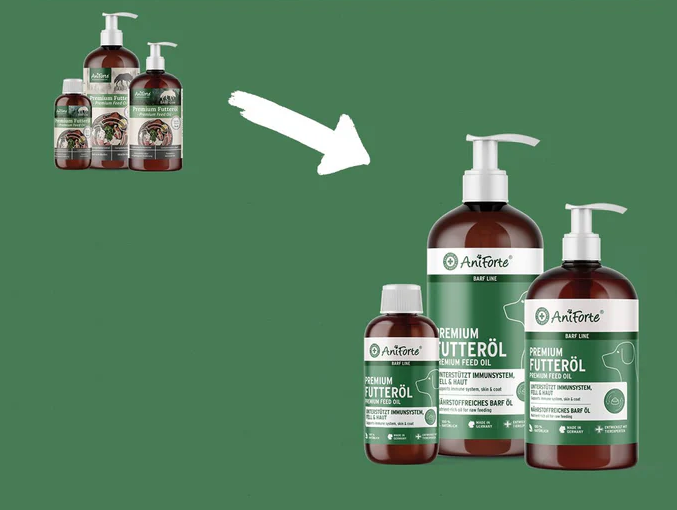 Maisto papildas šunims - aliejus žaliai mitybai papildyti "Aniforte Premium Feed Oil"