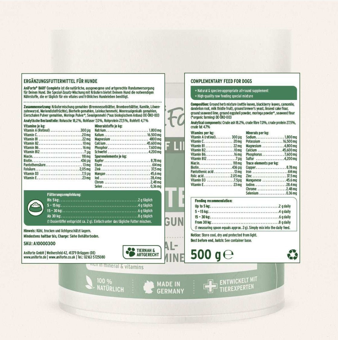 Maisto papildas šunims - žalią mitybą papildantis mišinys "Aniforte BARF Complete"