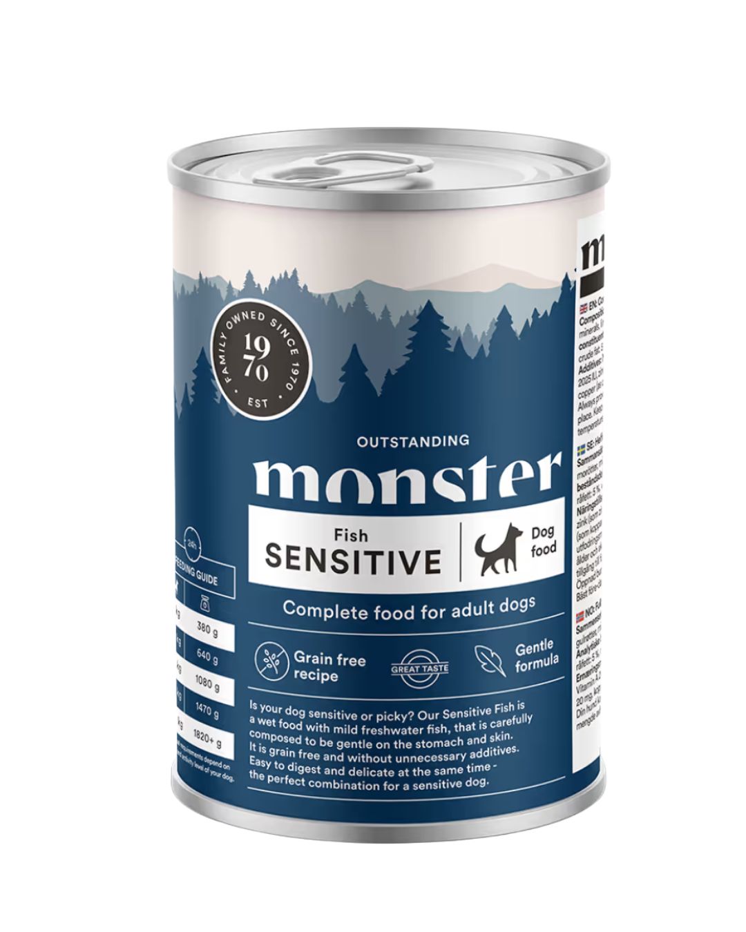 Monster šlapias maistas jautriems šunims su balta žuvimi