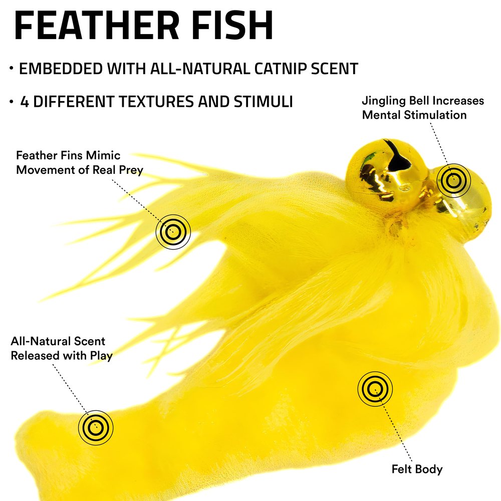 Žuvytės su plunksnomis katėms "Playology Pouncing Feather Fish 3-pack"