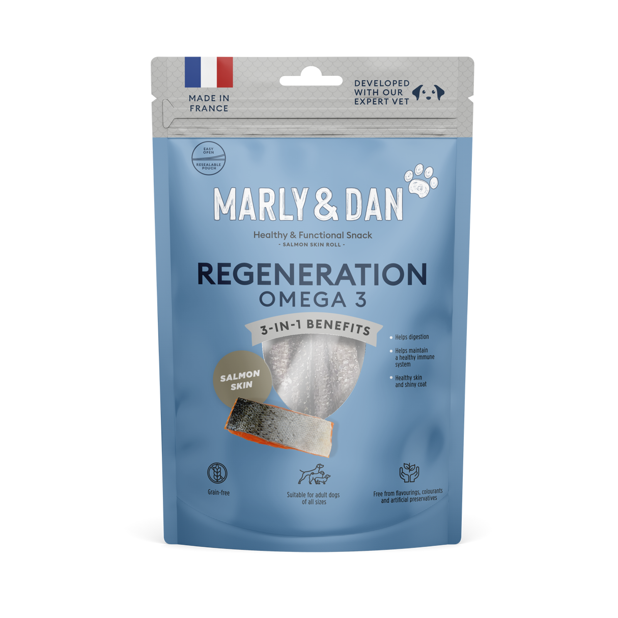 Marly & Dan lašišos odos skanėstai REGENERATION