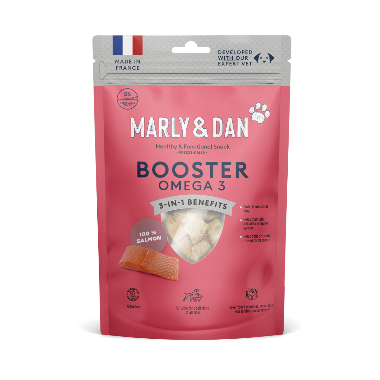 Marly & Dan liofilizuoti lašišos skanėstai šunims OMEGA 3