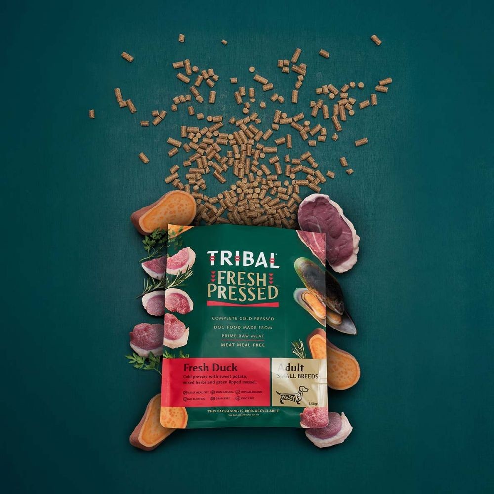 Tribal Fresh Pressed šalto spaudimo sausas maistas mažų veislių suaugusiems šunims su antiena