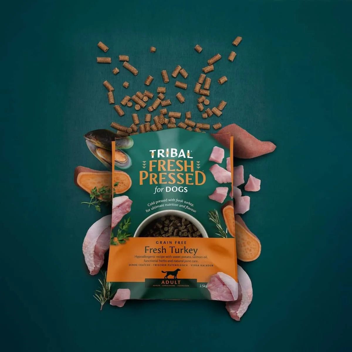 Tribal Fresh Pressed šalto spaudimo sausas maistas suaugusiems šunims su kalakutiena