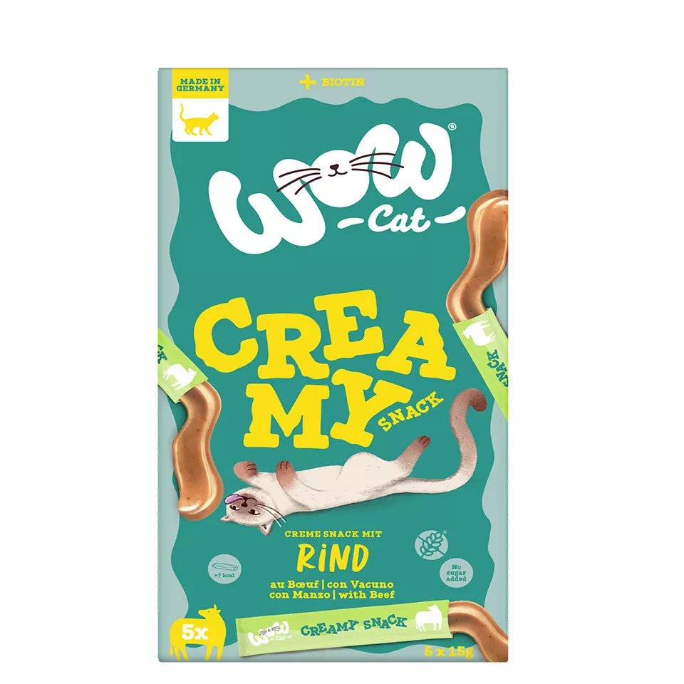 Wow Cat Creamy Snack kreminis skanėstas katėms su jautiena