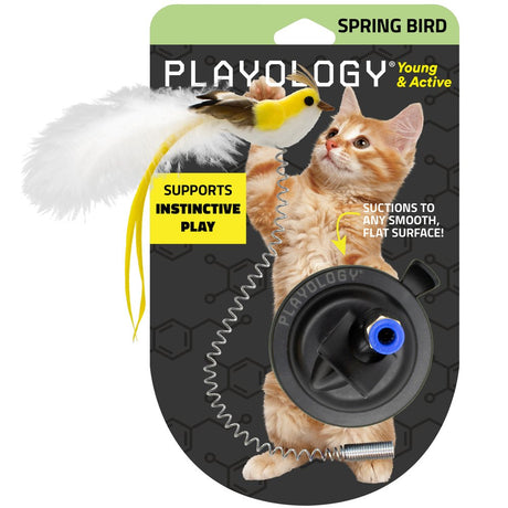 Paukštis su siurbtuku katėms "Playology Suction Cup Spring Bird"