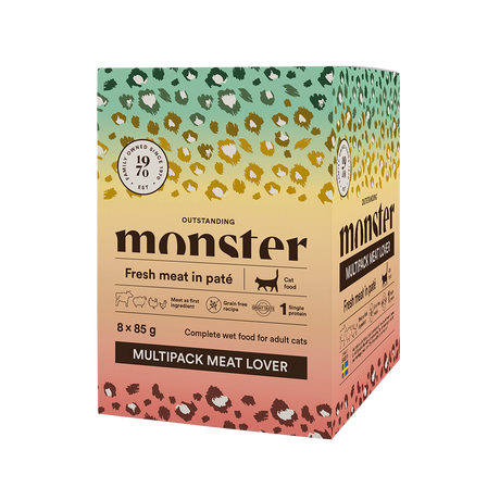 Monster Meat Lover šlapias maistas katėms, 4 skoniai (8 × 85 g)