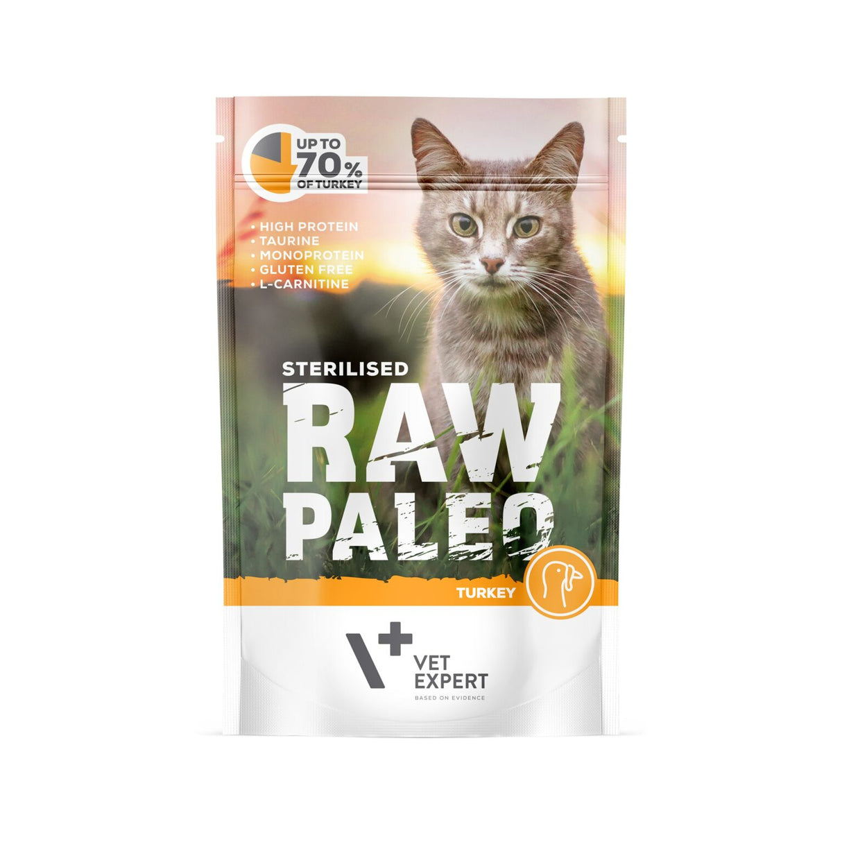 Raw Paleo šlapias maistas sterilizuotoms katėms su kalakutiena