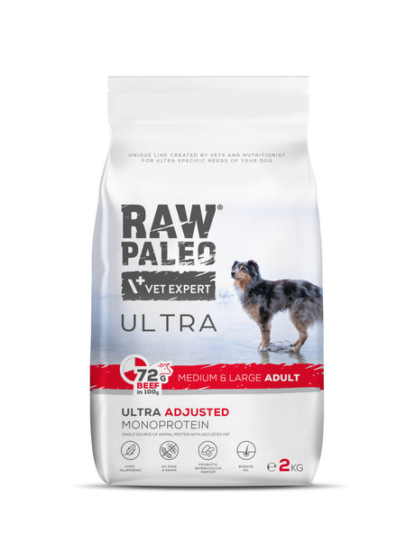 Raw Paleo Ultra sausas maistas vidutinių ir didelių veislių šunims su jautiena