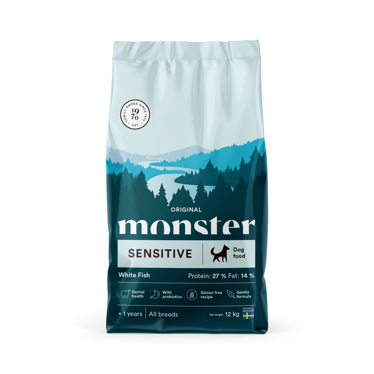 Monster Original Sensitive sausas maistas jautriems šunims su balta žuvimi