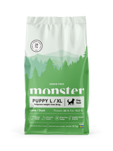 Monster Puppy All Breed begrūdis sausas maistas jauniems šuniukams su ėriena ir antiena L/XL