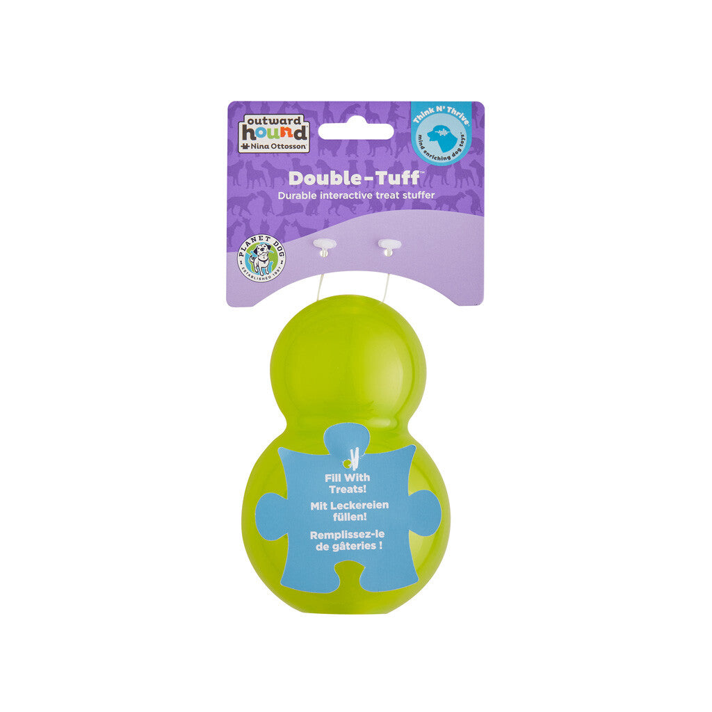 Interaktyvus ir skanėstais užpildomas žaislas šunims "Outward Hound Double-Tuff L Green"
