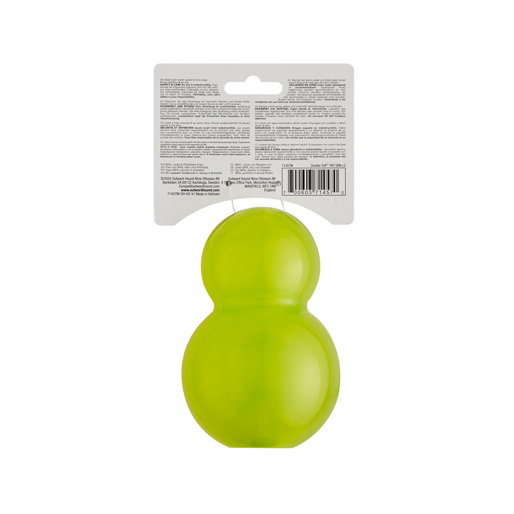Interaktyvus ir skanėstais užpildomas žaislas šunims "Outward Hound Double-Tuff L Green"