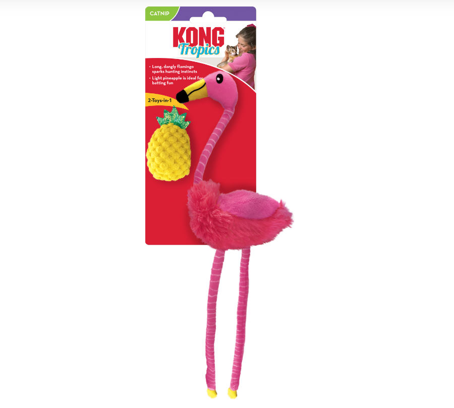 Žaislas "KONG Cat Tropics Flamingo 2in1"