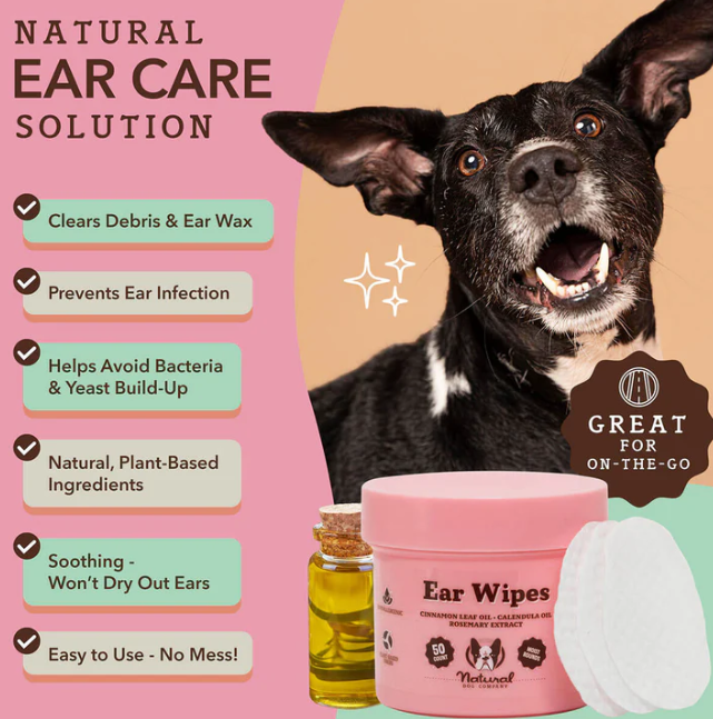 Servetėlės šunų ausų priežiūrai "Natural Dog Company Ear Wipes"