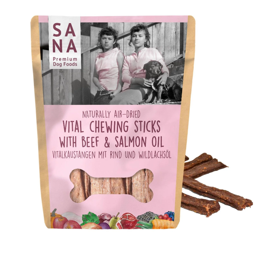 Kramtomosios lazdelės šunims Sana Dog su jautiena ir lašišų aliejumi