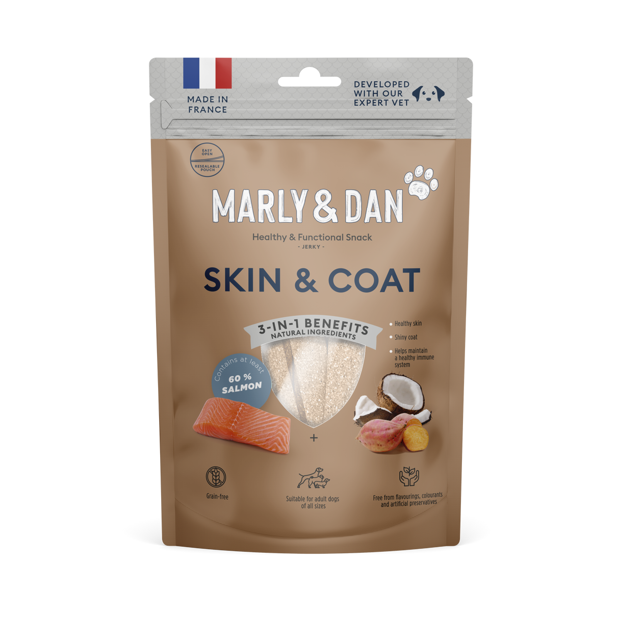 Marly & Dan džerkio skanėstai šunims SKIN & COAT