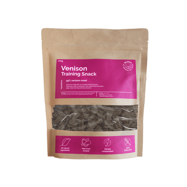 Vieno baltymo dresūros skanėstai šunims su elniena Buddy Venison Training Snacks