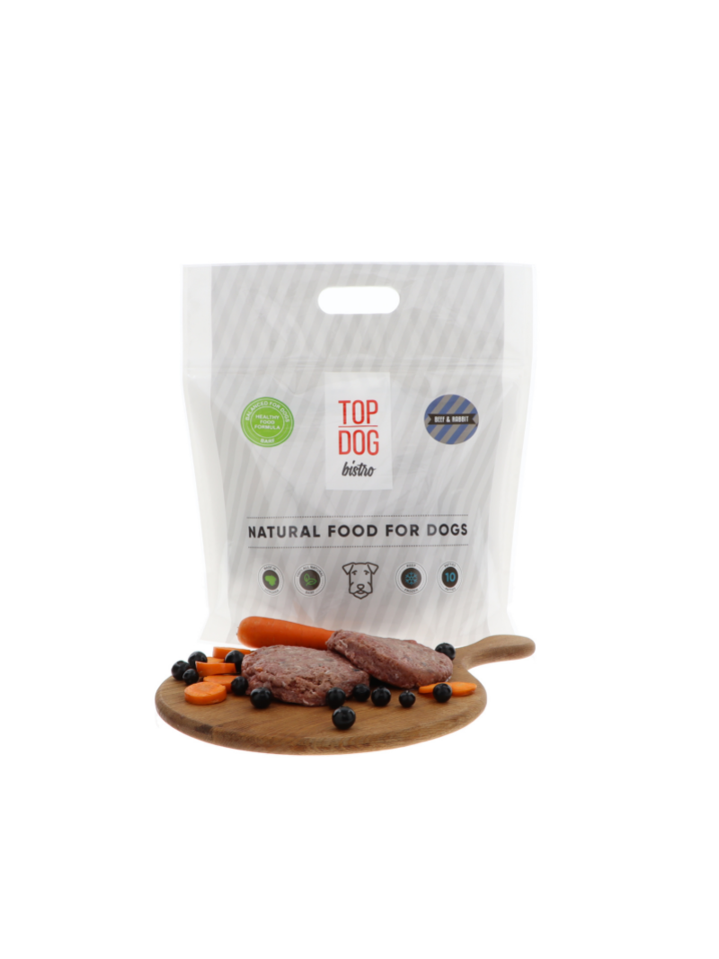 Šaldytas maistas šunims su jautiena ir triušiena Top Dog Bistro Beef and Rabbit