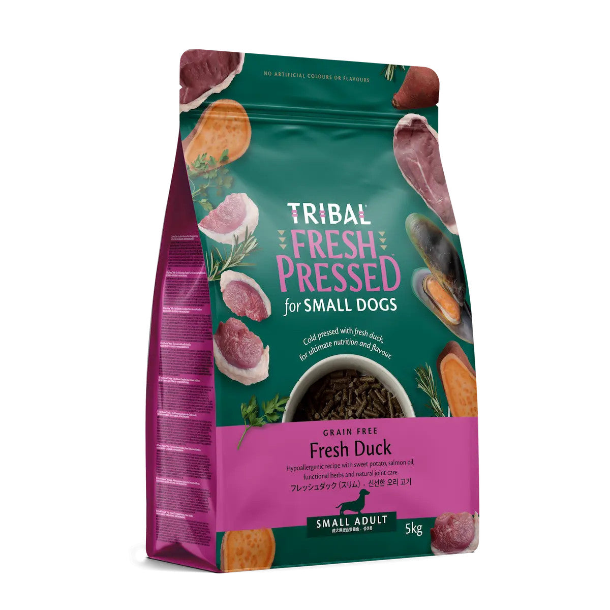 Tribal Fresh Pressed šalto spaudimo sausas maistas mažų veislių suaugusiems šunims su antiena