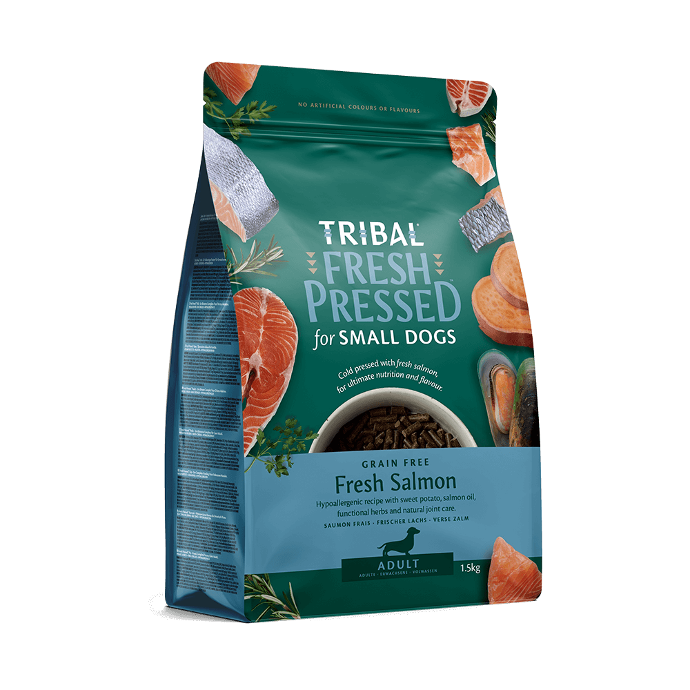 Tribal Fresh Pressed šalto spaudimo sausas maistas mažų veislių suaugusiems šunims su lašiša