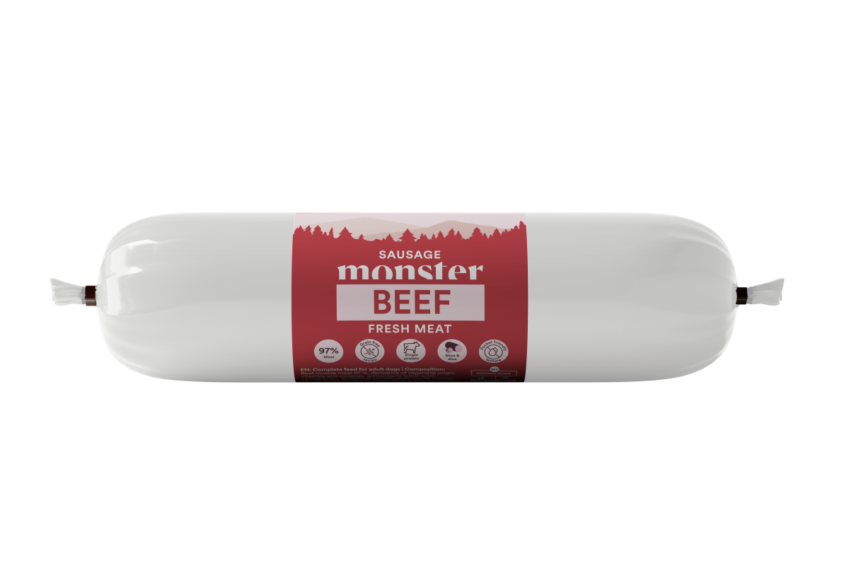 Monster jautienos dešra Dog Sausage Beef