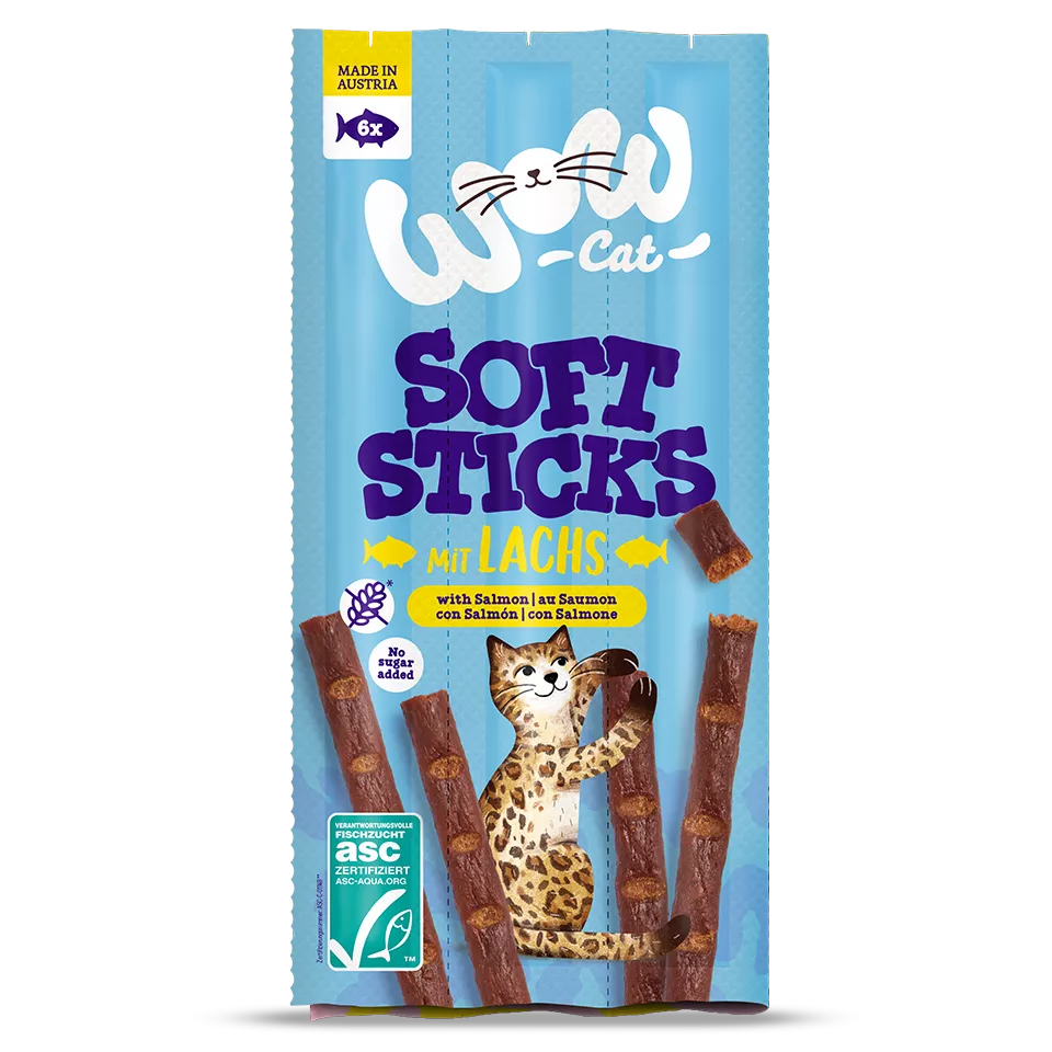 Wow Cat Soft Sticks skanėstas katėms minkštos lazdelės su lašiša